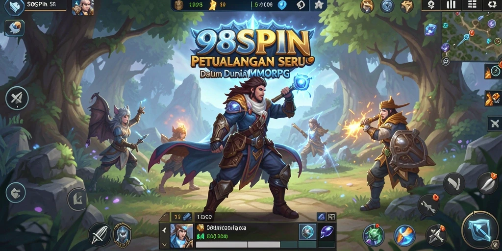 Screenshot gameplay 98SPIN yang menampilkan aksi pertempuran dalam dunia MMORPG.