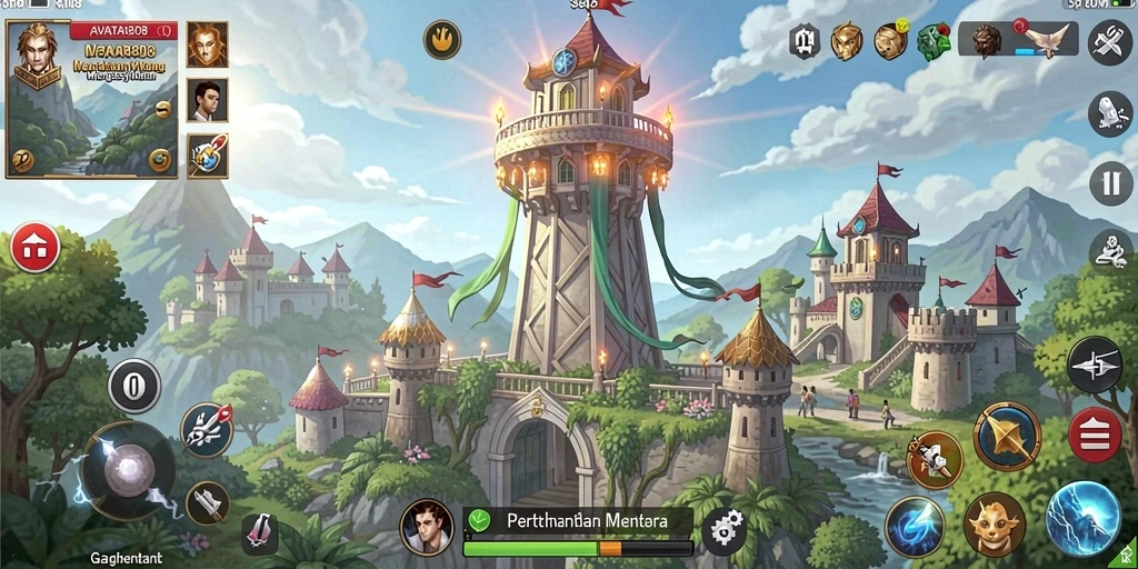 Tangkapan layar dari gameplay seru AVATAR808 menampilkan pertahanan menara yang mendebarkan.