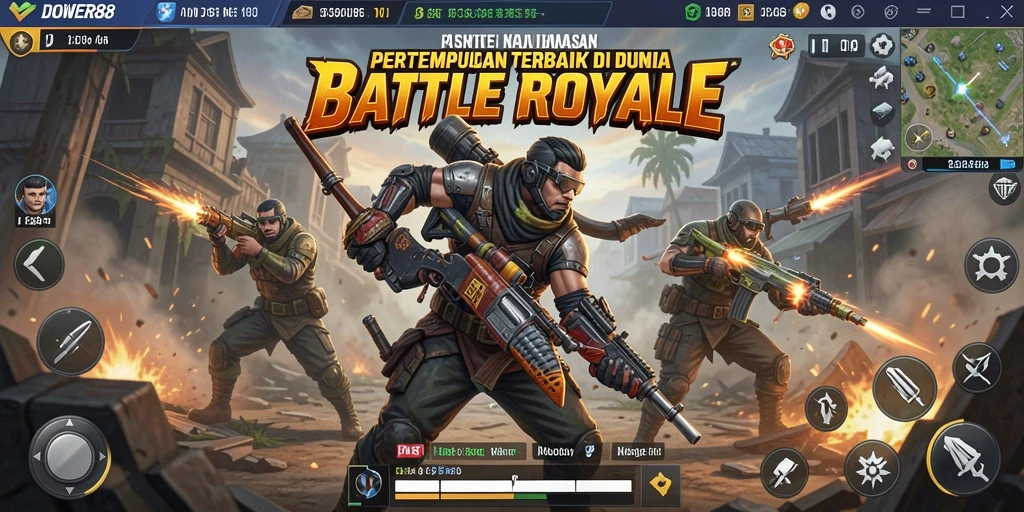 Gambaran aksi seru dari gameplay DOWER88 dalam pertempuran Battle Royale.