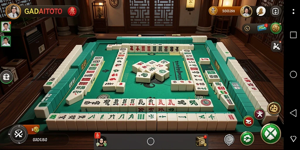 Screenshot utama GADAITOTO menampilkan serunya gameplay Mahjong yang memikat.