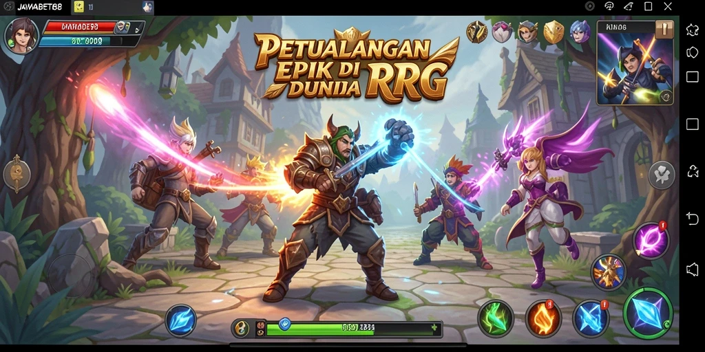 Tampilan screenshot utama JAWABET88 menunjukkan pertempuran seru dalam dunia RPG.