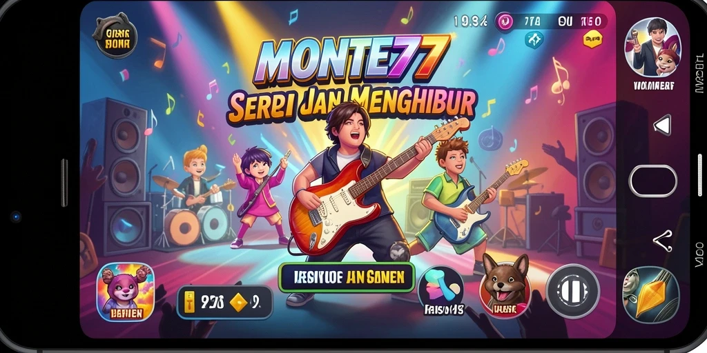Screenshot utama <strong>MONTE77</strong> menampilkan gameplay musik yang menarik dan interaktif.