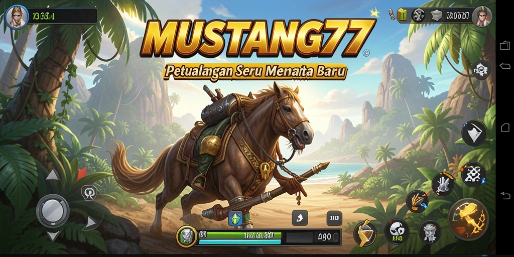 Screenshot dari gameplay seru di MUSTANG77 menunjukkan aksi petualangan yang mendebarkan.