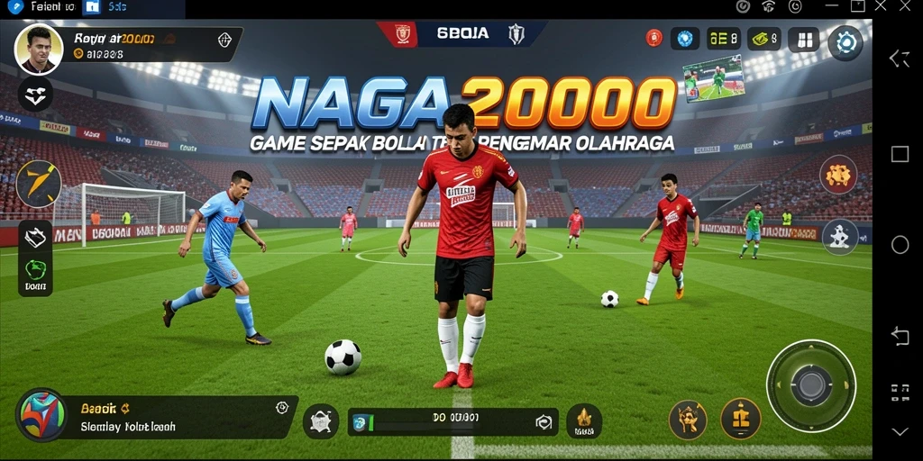 Screenshot gameplay NAGA2000 dengan aksi sepak bola yang mendebarkan.