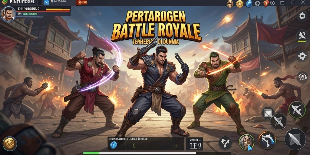 Tampilan aksi seru dalam PINTUTOGEL saat bertempur di arena Battle Royale.