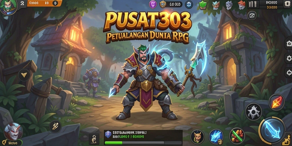 Screenshot gameplay PUSAT303 menampilkan pertempuran epik di dunia RPG yang menakjubkan.