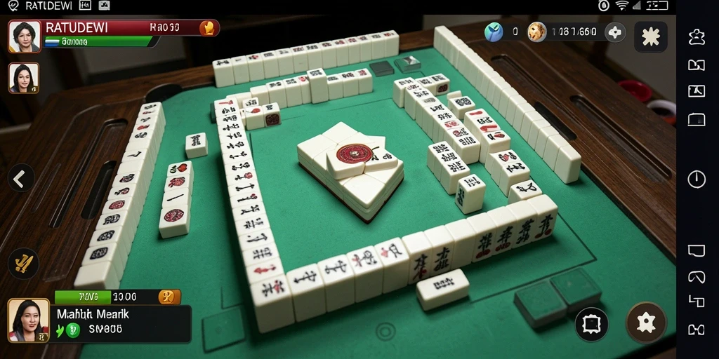 Gameplay seru RATUDEWI dengan ubin Mahjong menarik.