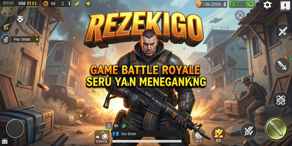 Gambaran aksi seru dalam gameplay Battle Royale REZEKIGO.