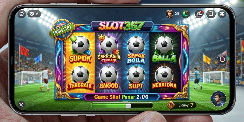 Screenshot SLOT367 menampilkan gameplay seru dengan tema sepak bola.
