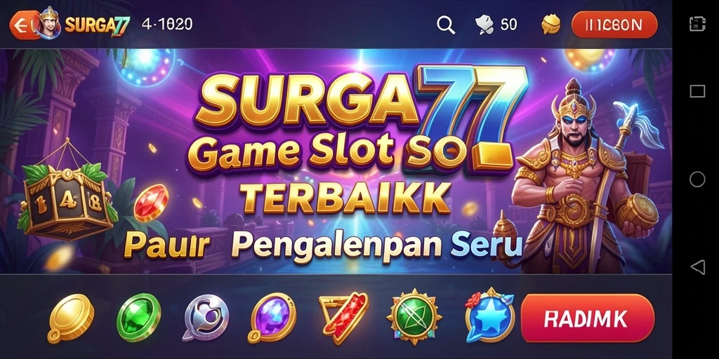 Gameplay SURGA77 yang seru dengan simbol berwarna-warni.