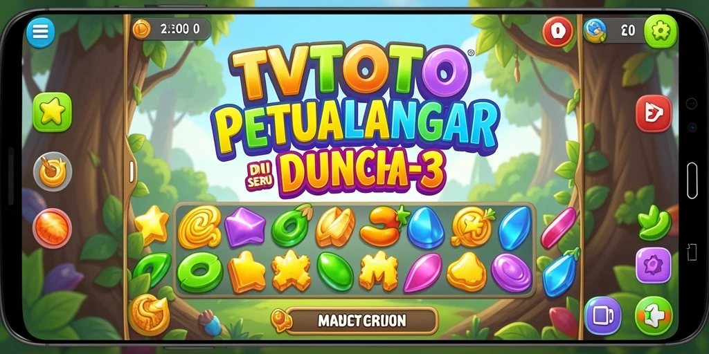 Screenshot TVTOTO menampilkan gameplay Match-3 yang seru dan penuh warna.