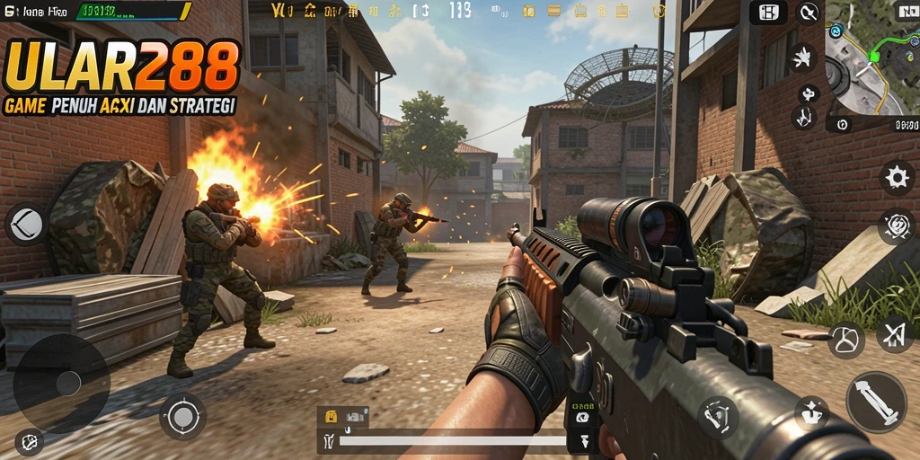Screenshot gameplay ULAR288 yang menampilkan aksi tembak-menembak intens.