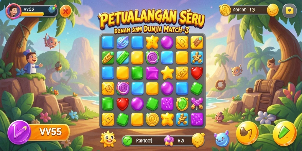Tampilan gameplay seru dan penuh warna di VV55.