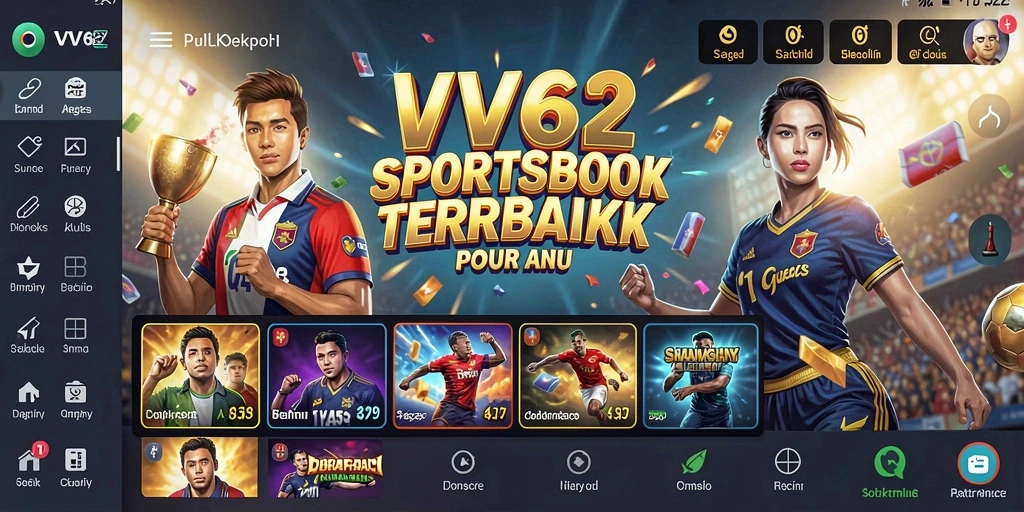 Screenshot utama VV62 menampilkan fitur taruhan olahraga yang menarik.